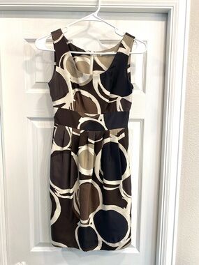 Banana Republic Brown and Cream Circle-Print Midi Dress
